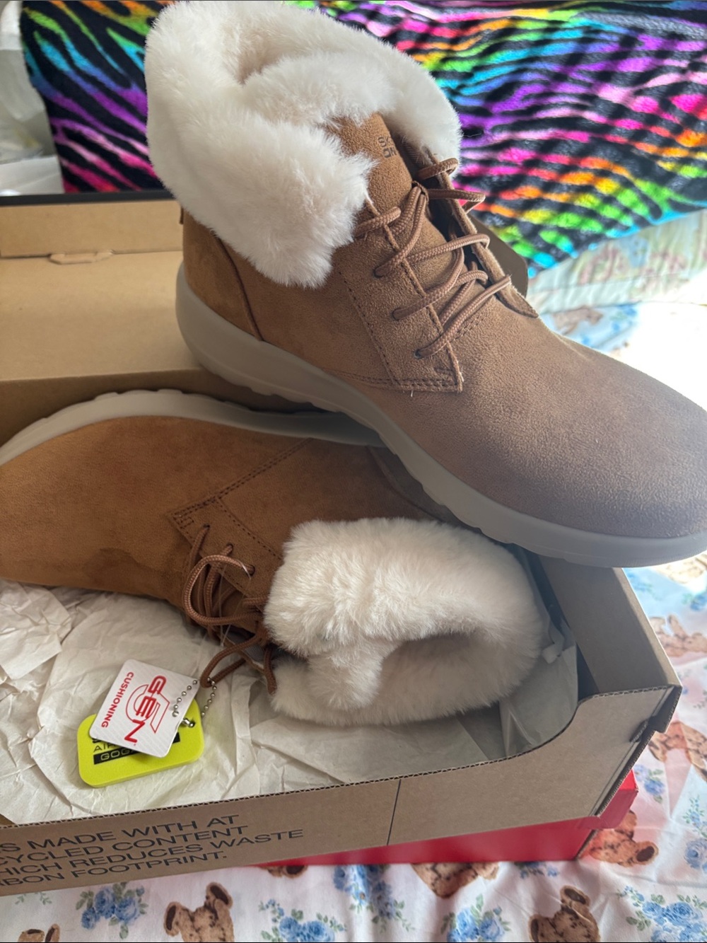 Women's Brown Faux-Suede Winter Ankle Boot with Cream Shearling Collar